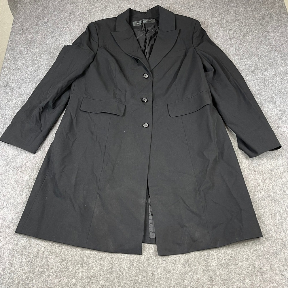 Apostrophe Womens Plus 18W Black Longline 3 Button Blazer Jacket Notched Lapel